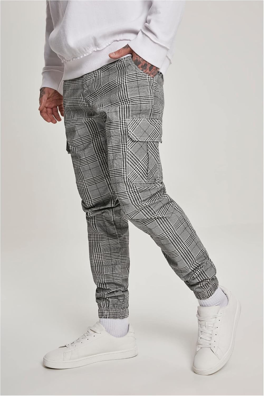 Urban Classics herr Byxor Aop Glencheck Cargo Jog Pants