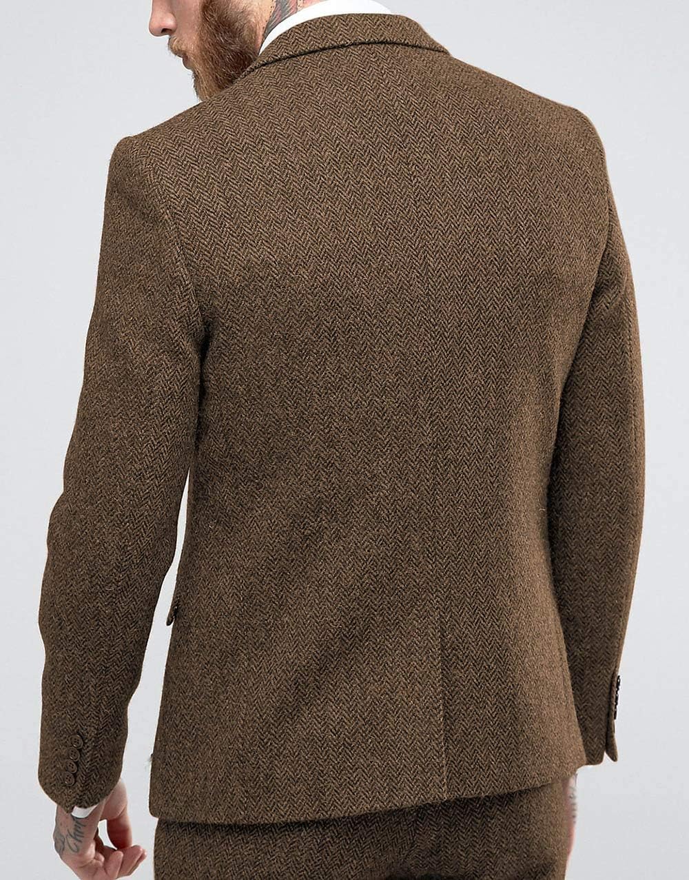 Klassiska herrkostymer normal passform 3 delar ull tweed fiskben by smoking bröllop brudgum blazer + väst + byxor