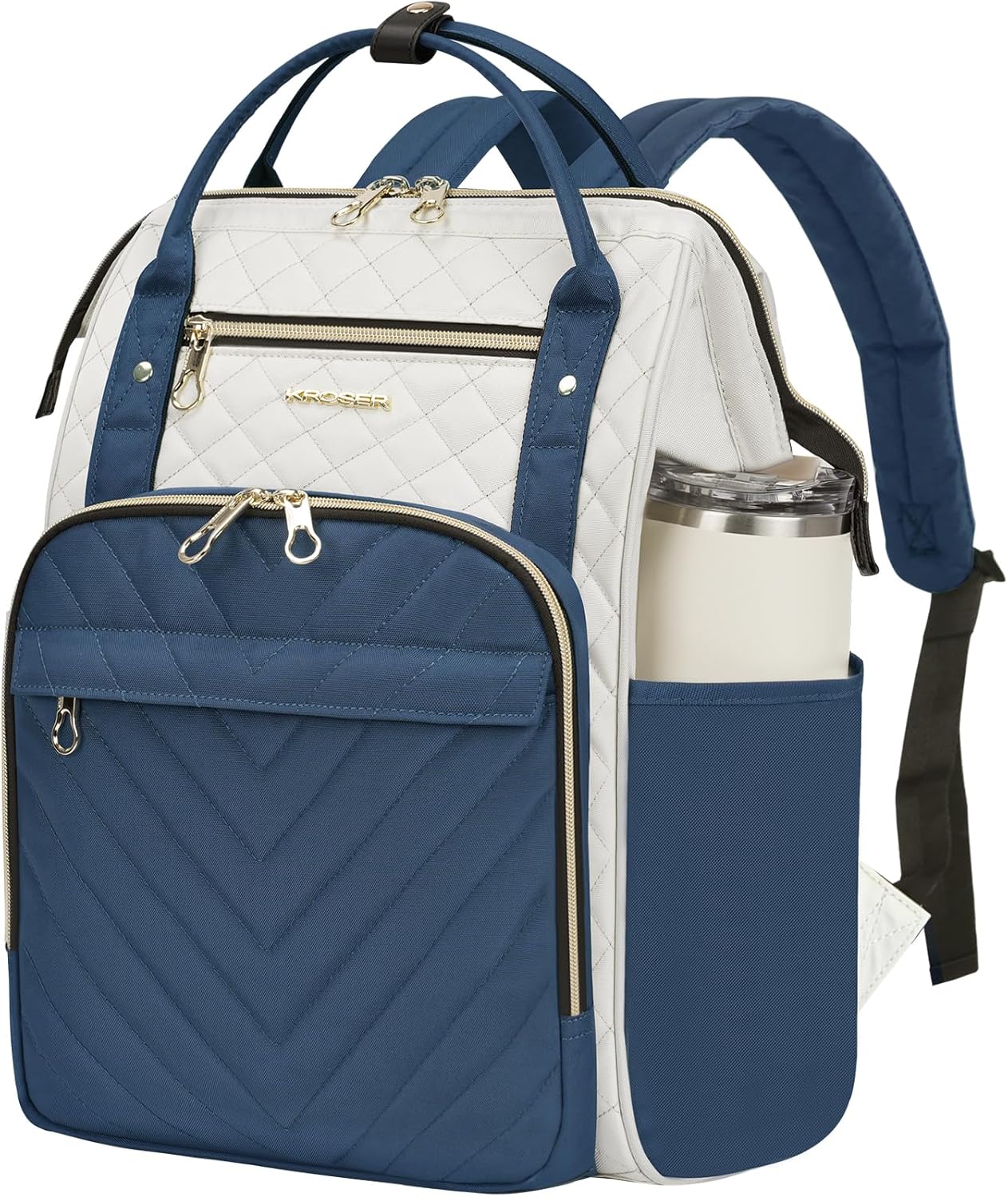 KROSER Laptop Ryggsäck Dator Ryggsäck College Casual Daypack, Quiltad dammig rosa, 17 inch