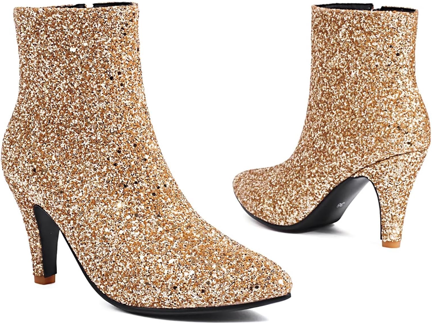 dam stilett höga klackar ankelstövlar med glitter spets ankelstövlar vinterstövlar