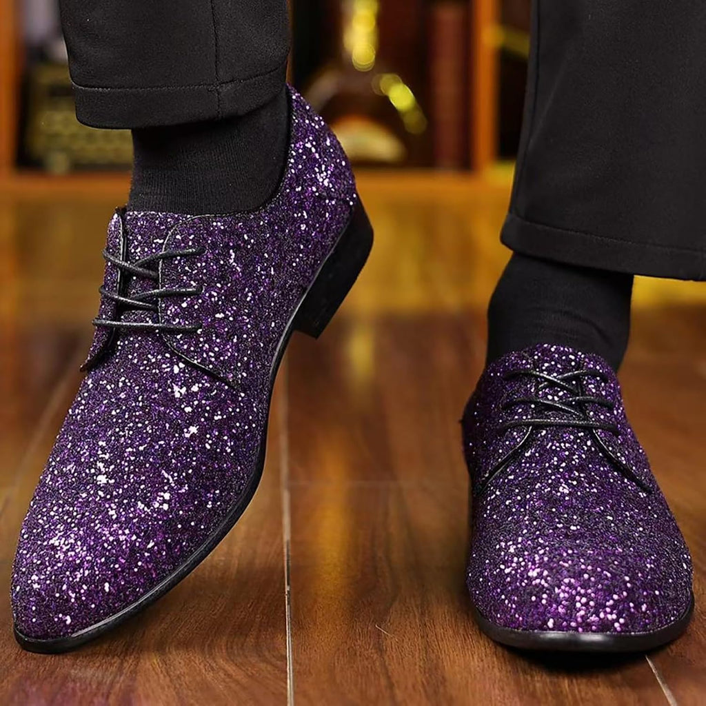 Gnistrande glitter snörning Oxfords klassiska formella bal klänning skor mode bröllopsfest kväll skor för speciella tillfällen