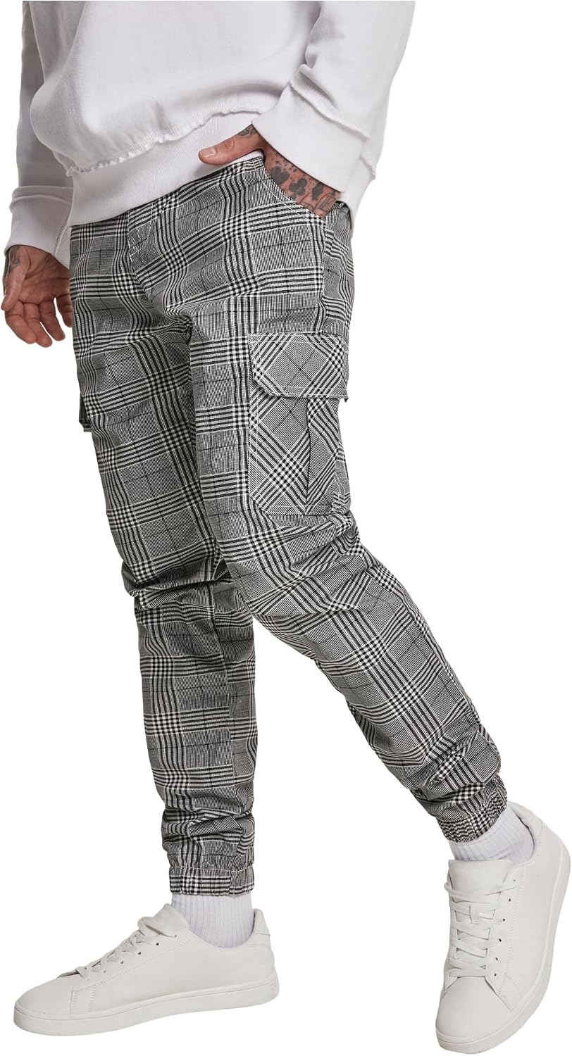 Urban Classics herr Byxor Aop Glencheck Cargo Jog Pants