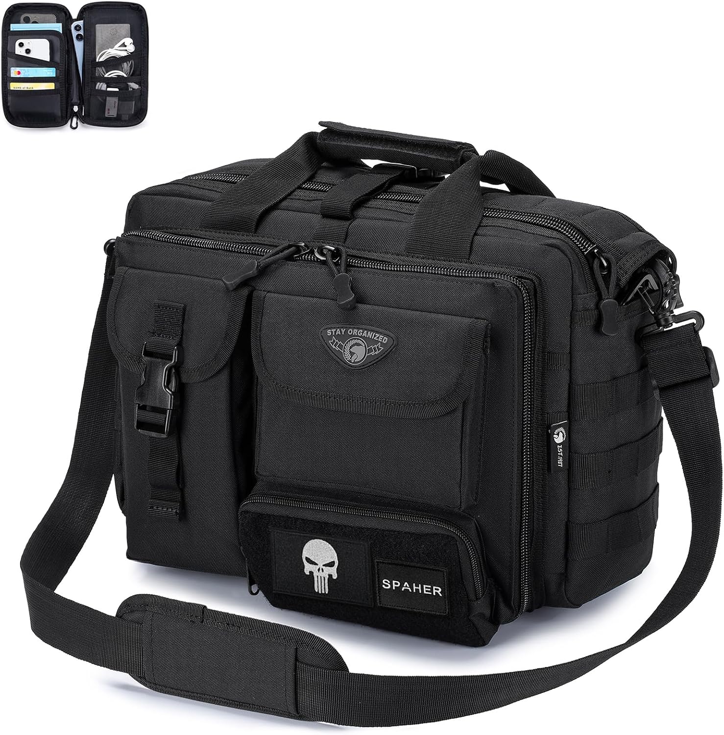 SPAHER Portfölj Herr Arbetsväska Herr Laptopväska 14/15,6/17,3 tum Business Tactical Bag Militärväska Axelväska Messenger Bag Herr Present för Kvinnor Herr
