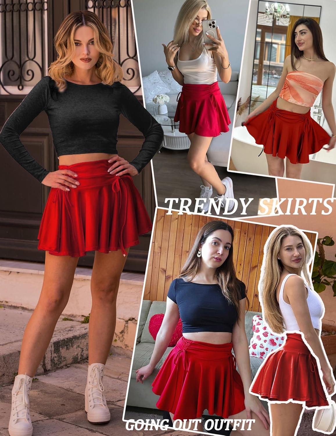 Avidlove Women's Mini Skirt Sexy Short Pleated A Cut High Waist Pleated Summer Skater Skirts