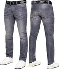 989Zé ENZO Herrjeans klassiska raka ben vardaglig bomull normal passform denim byxor gratis bälte