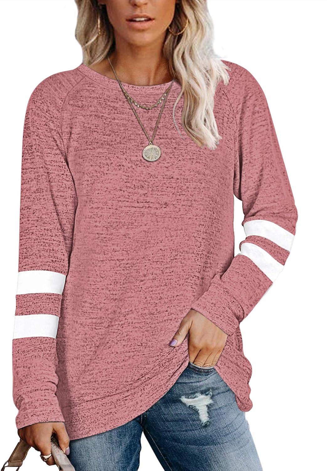 MOLERANI Långärmad rund hals lediga T-shirts blusar sweatshirts tunika toppar för vintern