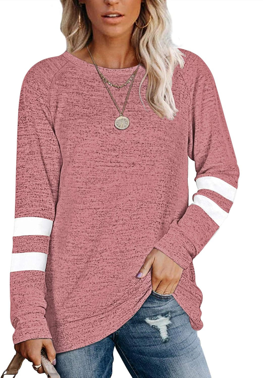 MOLERANI Långärmad rund hals lediga T-shirts blusar sweatshirts tunika toppar för vintern