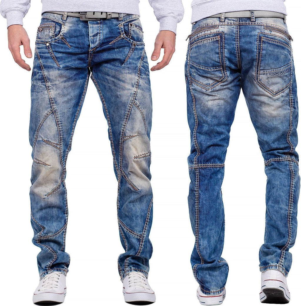 Cipo & Baxx Regular Jeans för män, Blå – 32