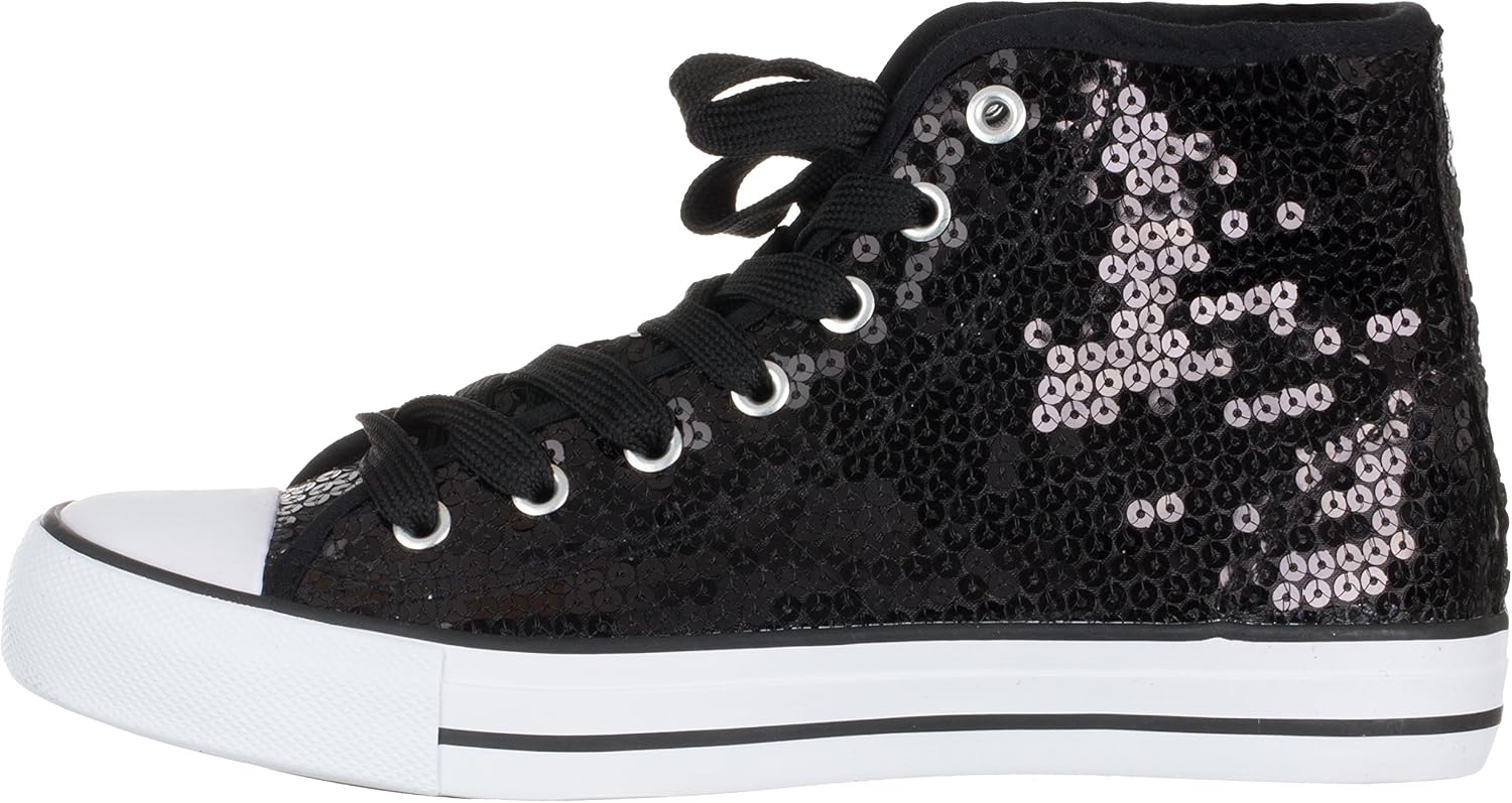 Brandsseller Dam Glitter sneakers paljetter halv höga spets damstövlar.