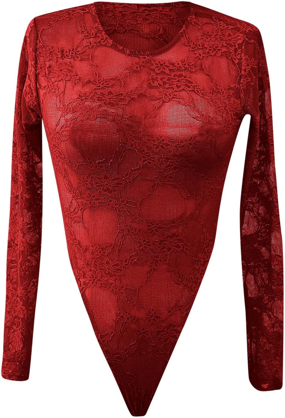 5x Lingerie for plus Size Women Long Stretch Lace Leotard Womens Sleeve Floral Body Top Bodysuit Ladies Women's Jumpsuit Lingerie New Years Lingerie Push up