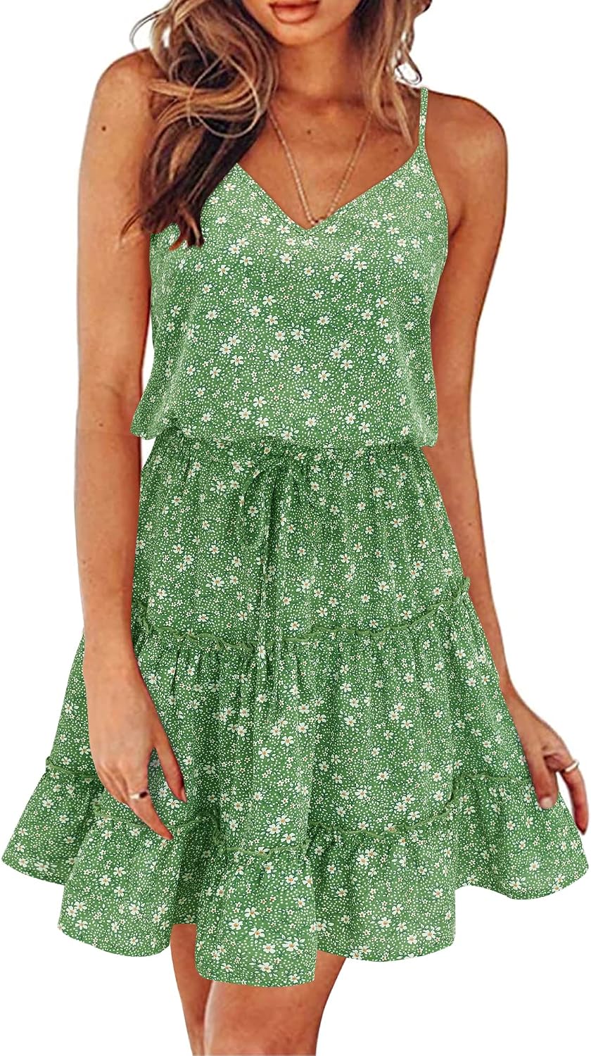 Newshows Sommarklänning för damer, halterneck-klänning, ärmlös klänning i ledig stil, solklänning med volang, klänning med fickor