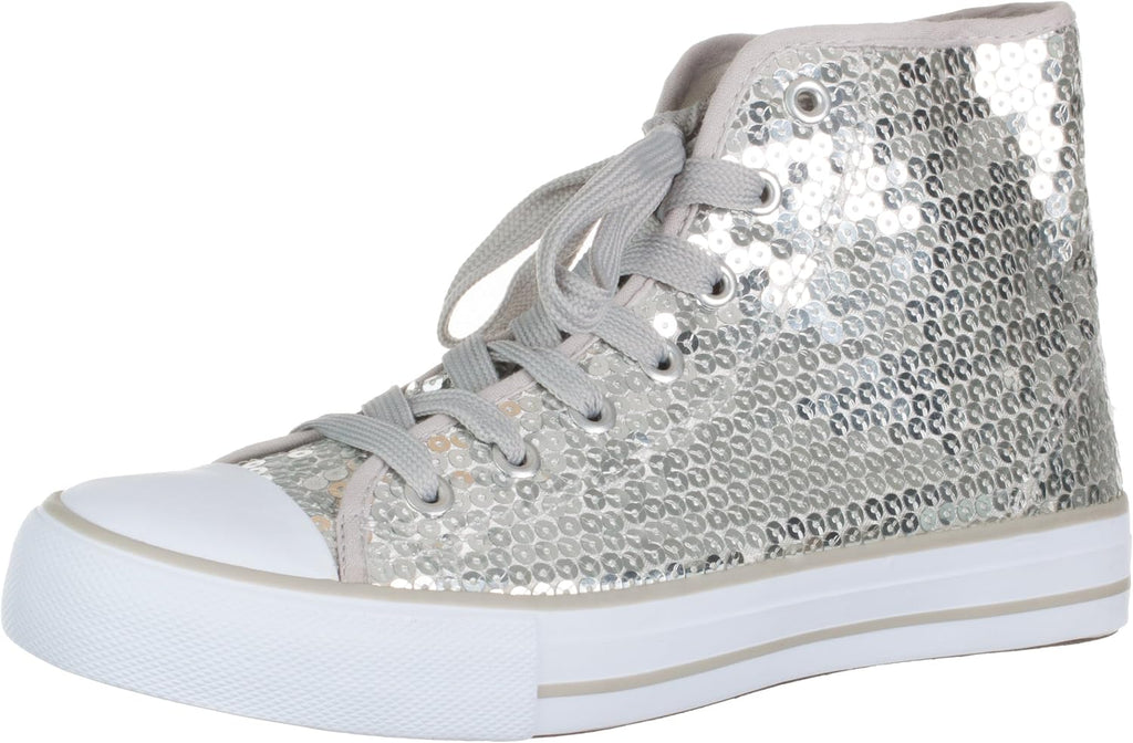 Brandsseller Dam Glitter sneakers paljetter halv höga spets damstövlar.