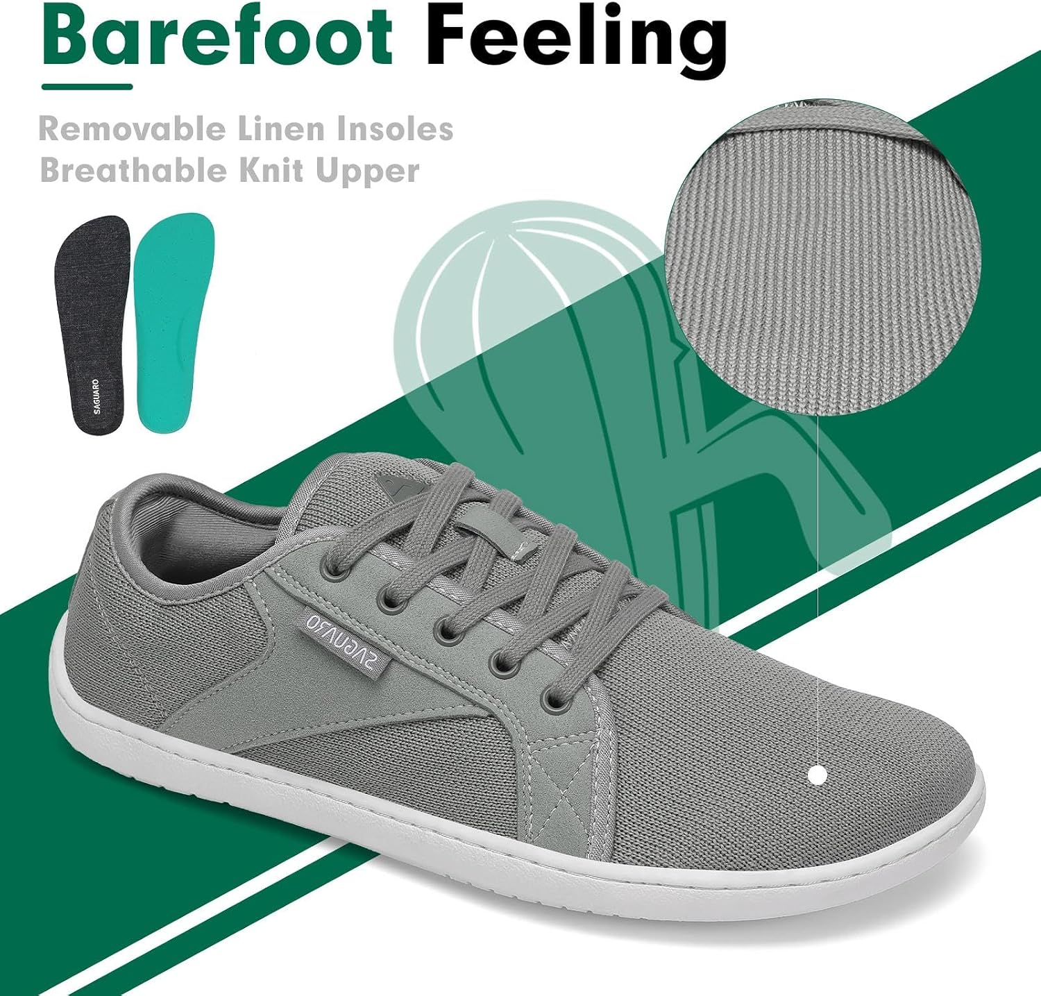 SAGUARO Unisex Knit Barfoot skor med Zero Drop Sula, Luck , Storlek 36–48