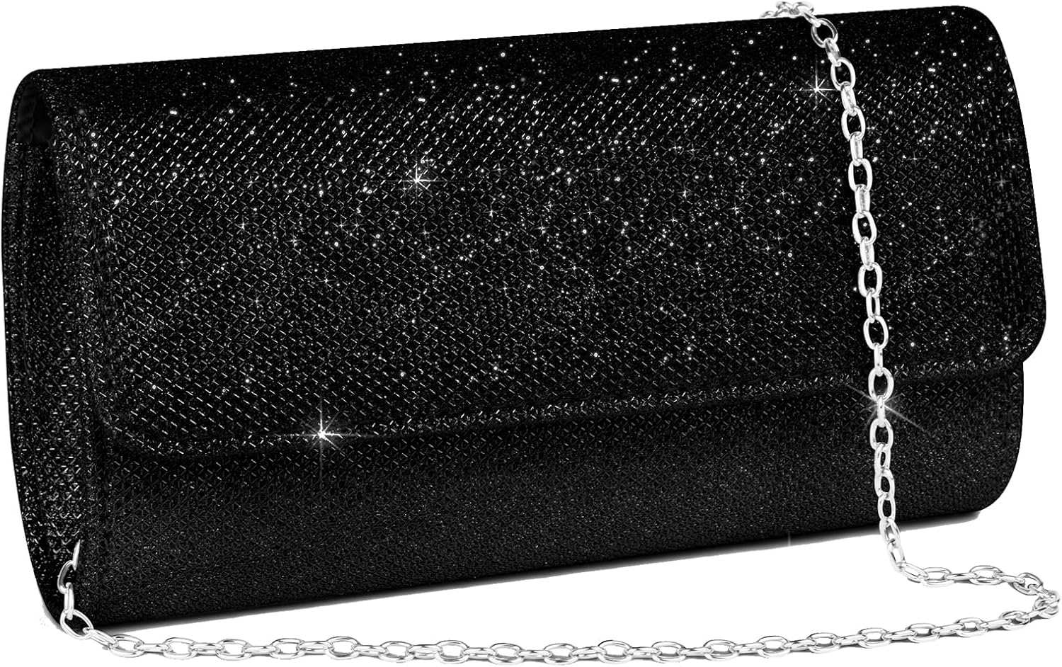 OSDUE kuvertväska för kvinnor, glitter, kuvert, kuvertväska med avtagbar kedjerem, eleganta paljetter, aftonväska för bröllop, brud, bal, cocktailparty, aftonväska för damer, Glitter fyrkantig
