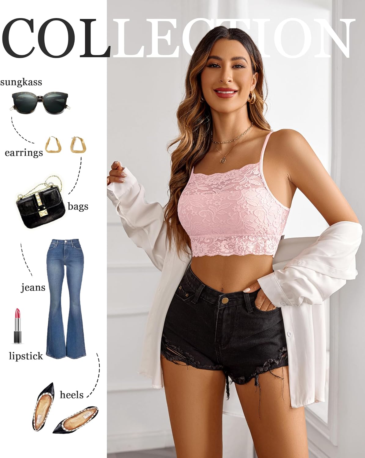 Avidlove Damer spets crop top camilose undertröja magfri toppar