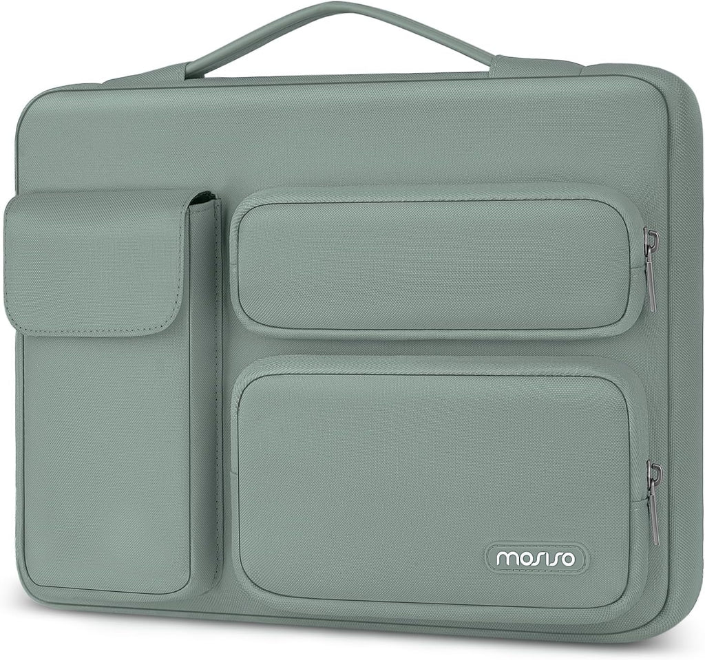 MOSISO 360 Protective Laptop Sleeve 14 inch, Laptop Sleeve Compatible with HP Dell ASUS Acer, HP Stream, Dell Latitude, IdeaPad, Side Opening Bag with 2 Raised and 1 Flapover Pockets