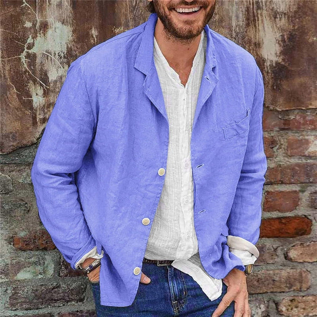 Lätt blazer för män tunn sommarrock herr vardaglig blazer fritid krage skjorta vår tunna rockar långärmad mysig jacka lös enfärgad skjortor andningsbar butt-up overshirt
