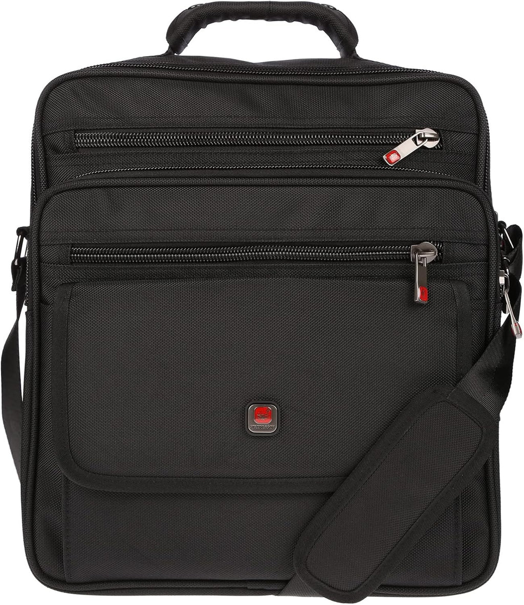Christian Wippermann XXL axelväska flygvärdinneväska herrar väska Messenger arbetsväska laptopväska, svart, 31 x 37 x 17 cm