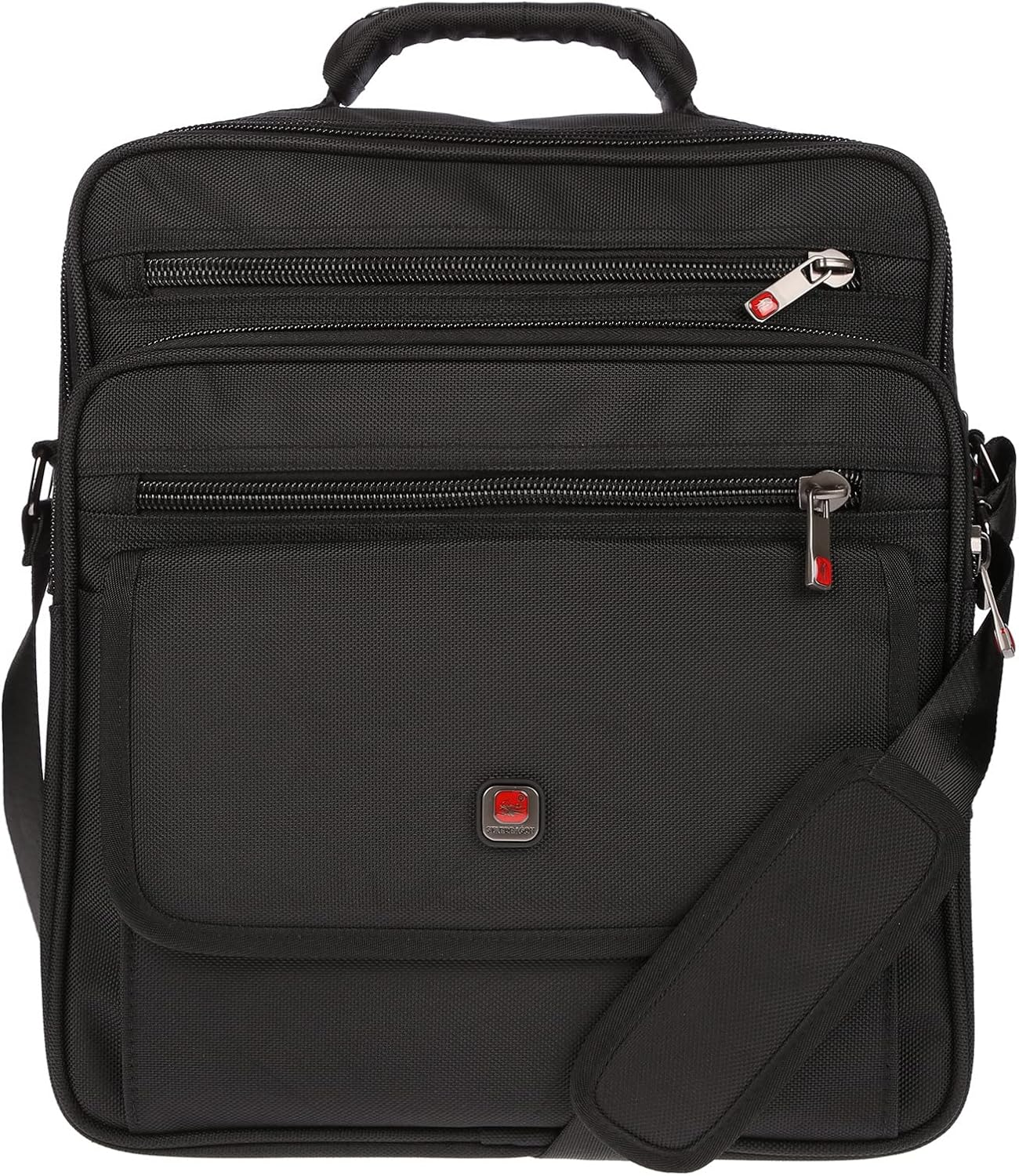 Christian Wippermann XXL axelväska flygvärdinneväska herrar väska Messenger arbetsväska laptopväska, svart, 31 x 37 x 17 cm