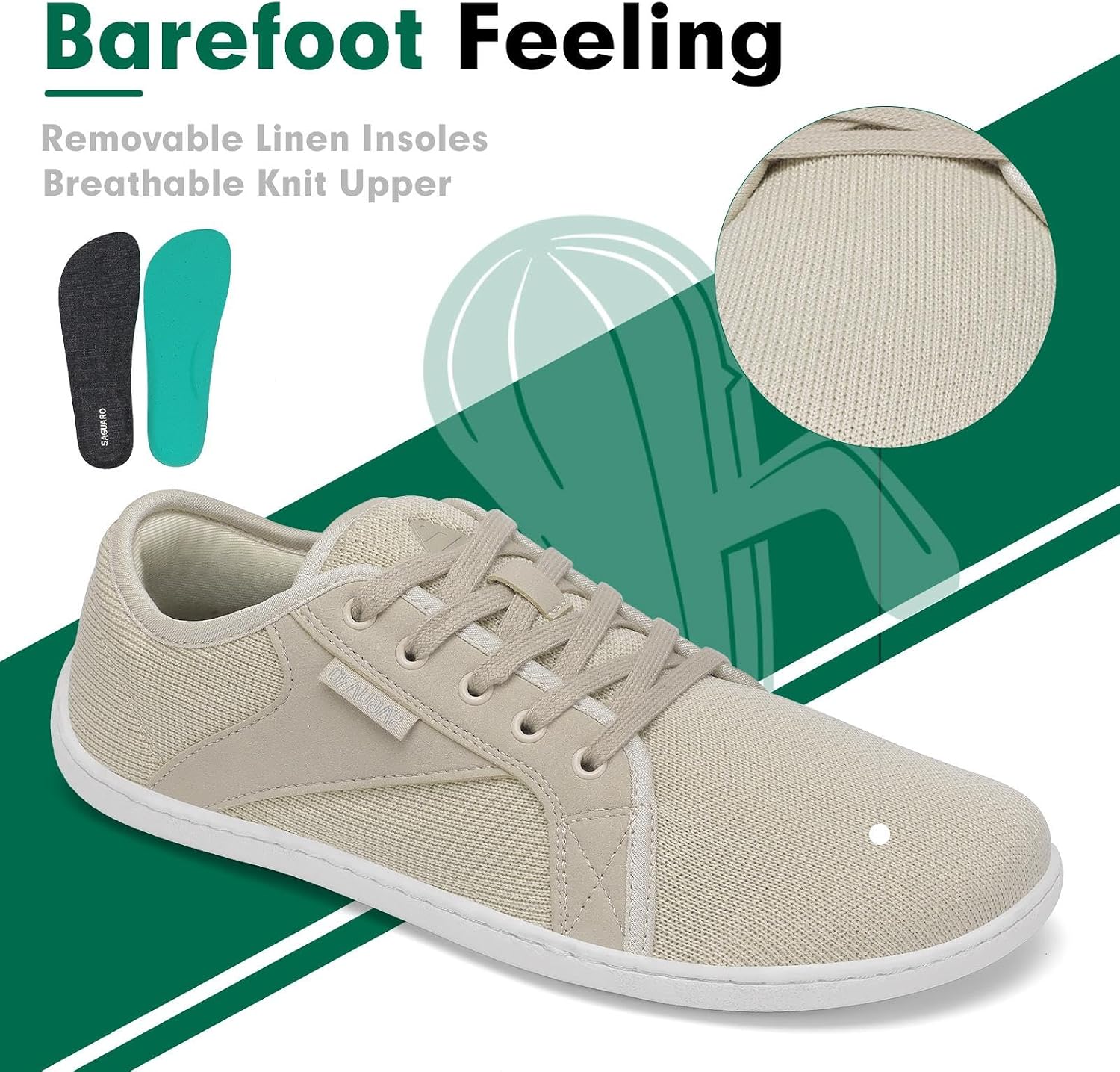 SAGUARO Unisex Knit Barfoot skor med Zero Drop Sula, Luck , Storlek 36–48