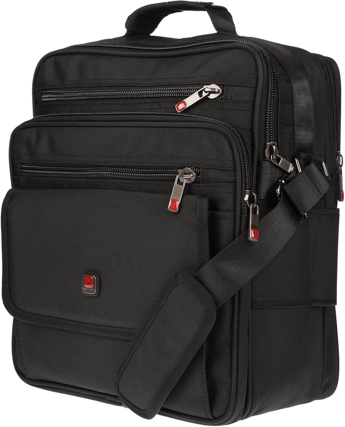 Christian Wippermann XXL axelväska flygvärdinneväska herrar väska Messenger arbetsväska laptopväska, svart, 31 x 37 x 17 cm