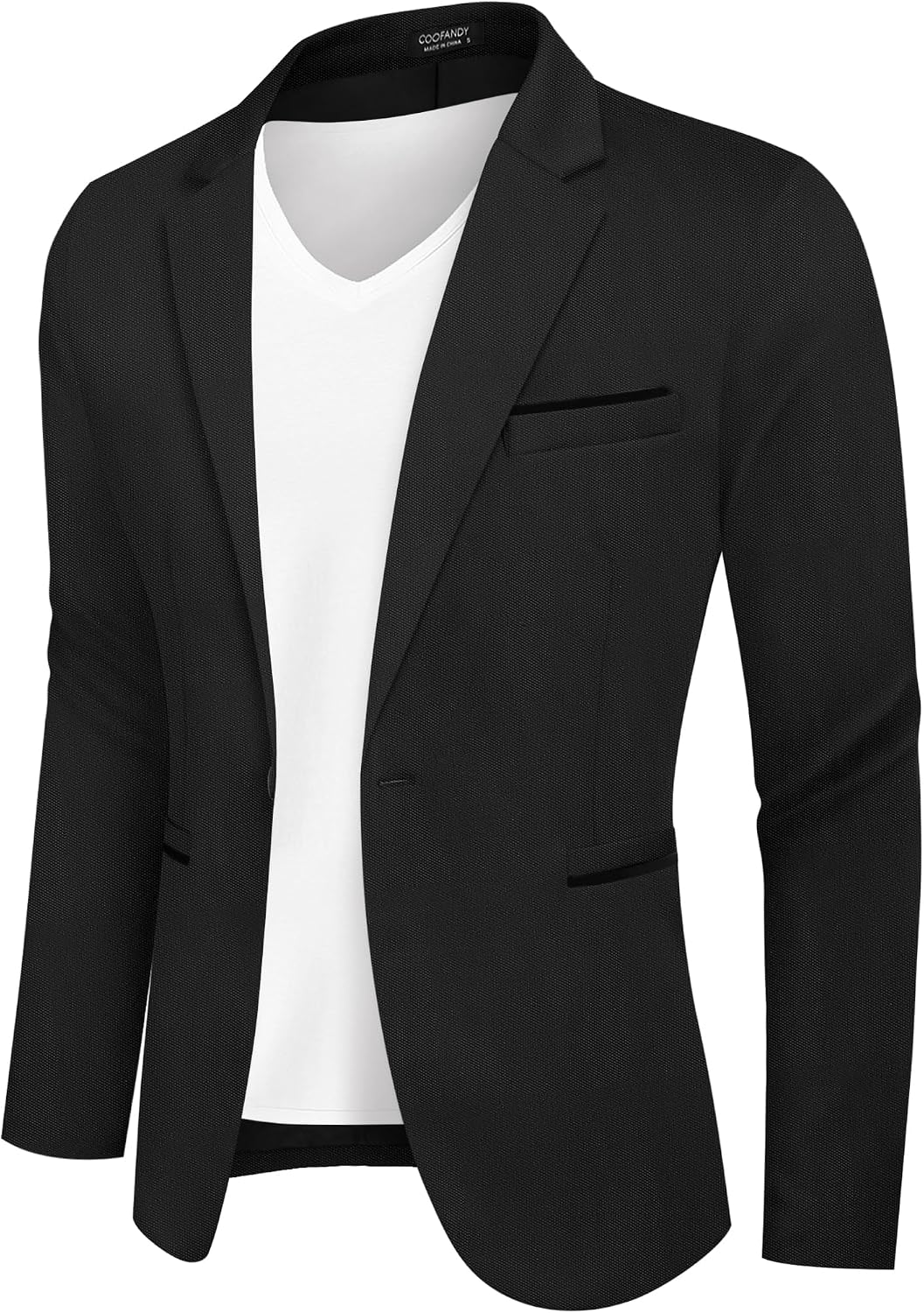 Coofand Vardaglig kostymkavaj för män, blazer, lätt och sportig med en knapp, linnetextur