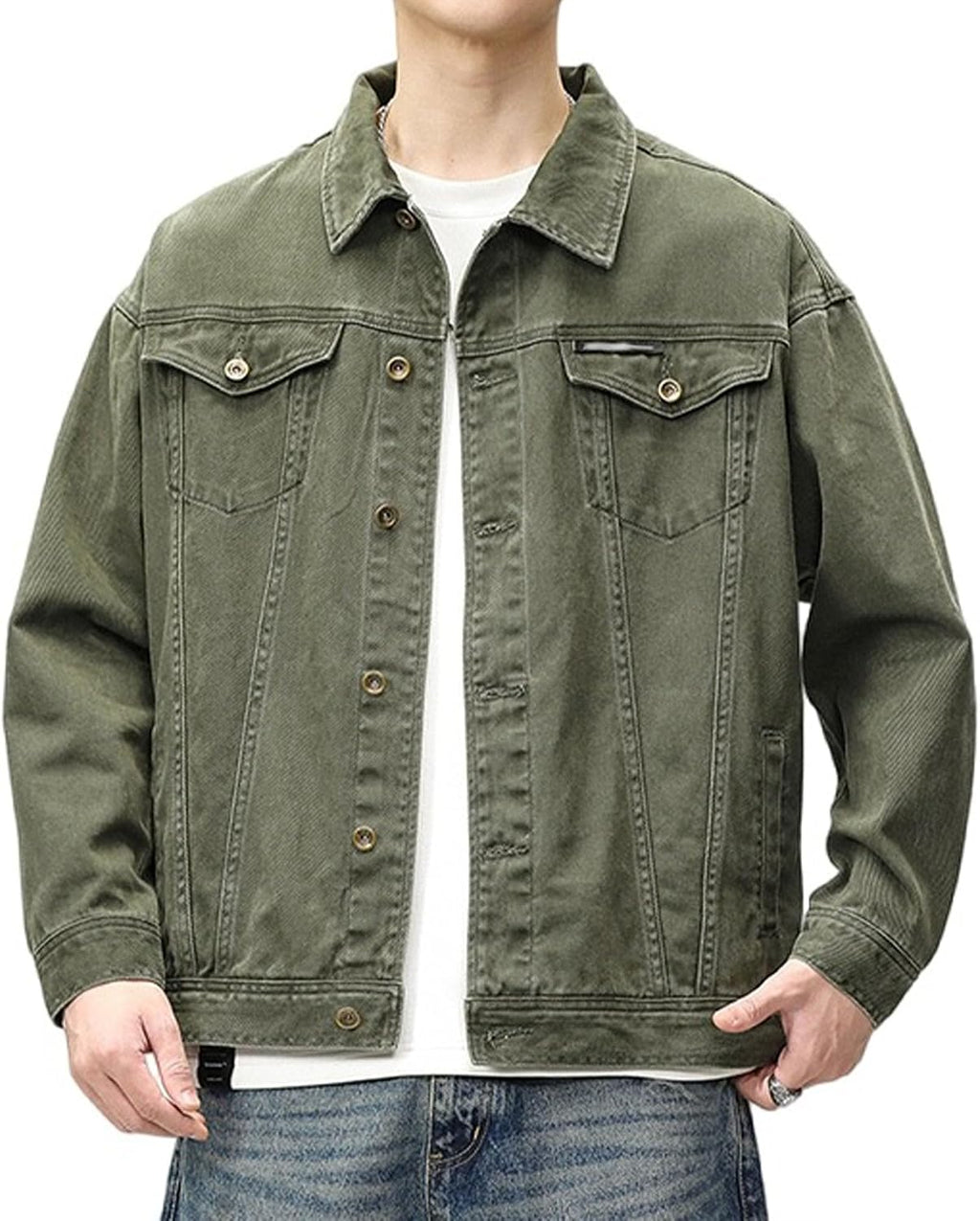 JEShifangjiusu Män Street Fashion Casual Denim Ytterkläder Baggy Rapper Denim Jackor Hip Hop Avslappnad Passform Streetwear