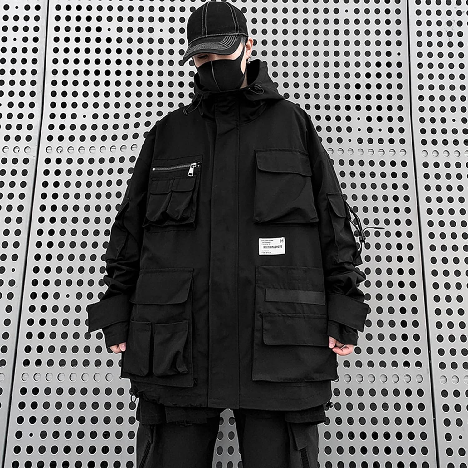 XYXIONGMAO Gotiska kläder taktisk techwear dragkedja jacka vindjacka huva streetwear jackor för män
