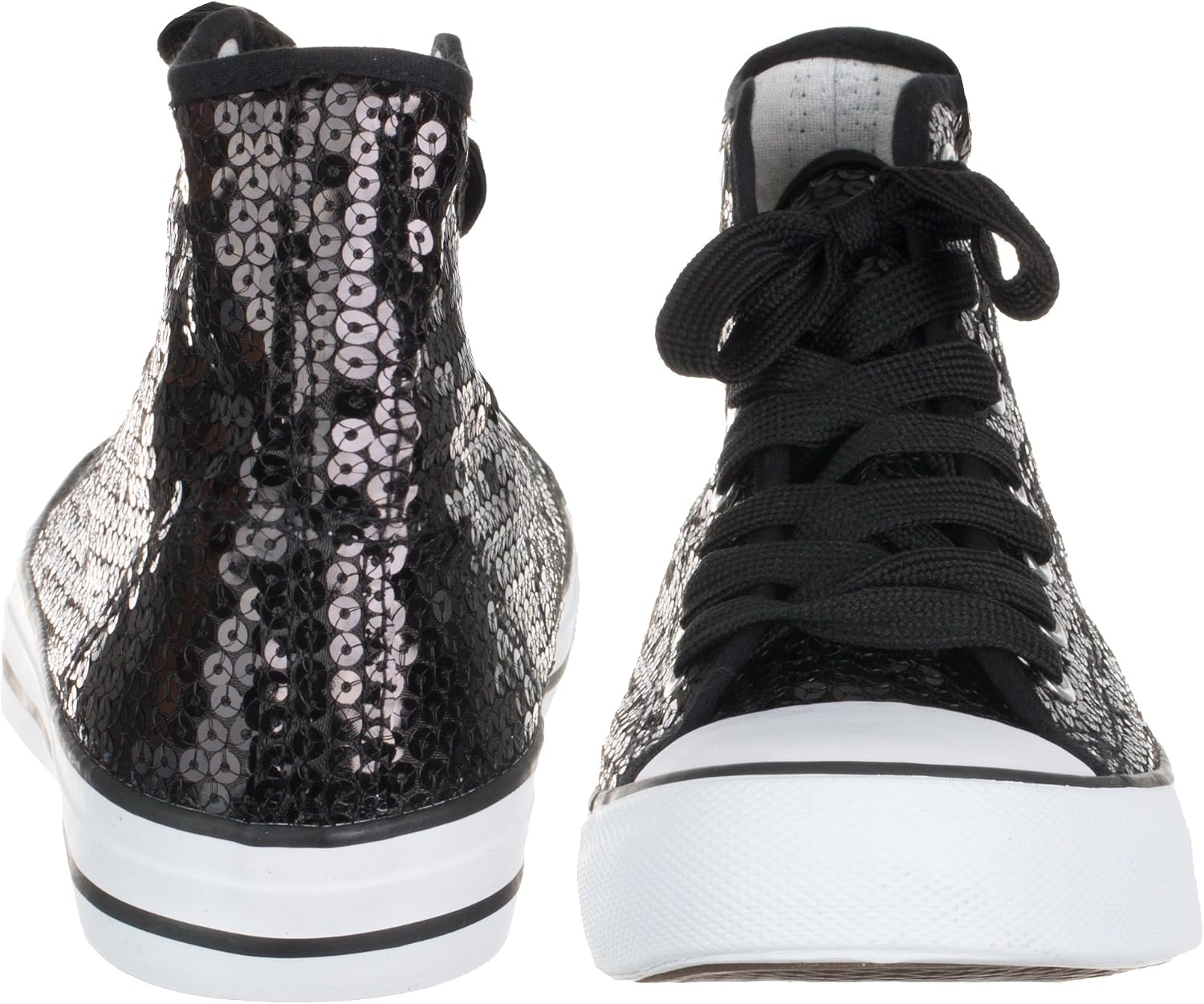 Brandsseller Dam Glitter sneakers paljetter halv höga spets damstövlar.