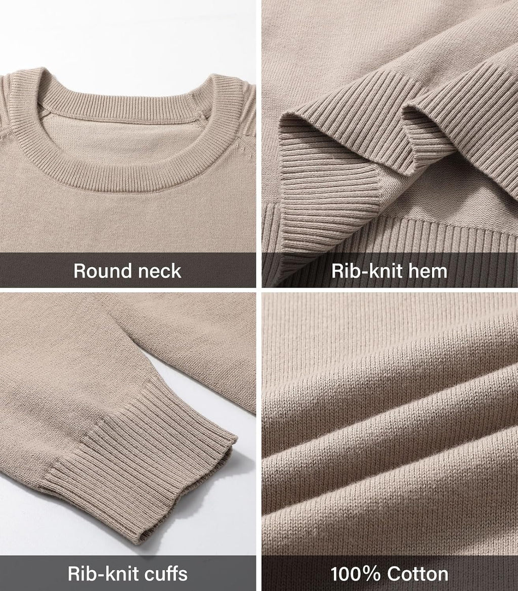 herr rund hals raglan långärmad jumper enfärgad termisk stickad pullover axel ribbning detalj 100 % bomull klassiska stickade kläder höst vinter