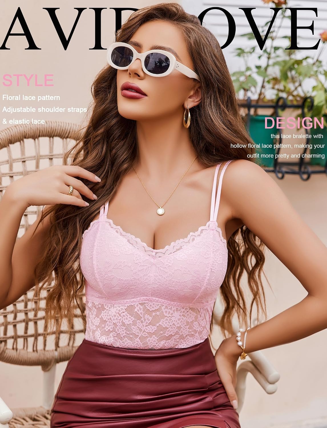 Avidlove Dantel Kısa Üst Kadın Seksi V Yakalı Atlet Yaz Kolsuz Dantel Üst