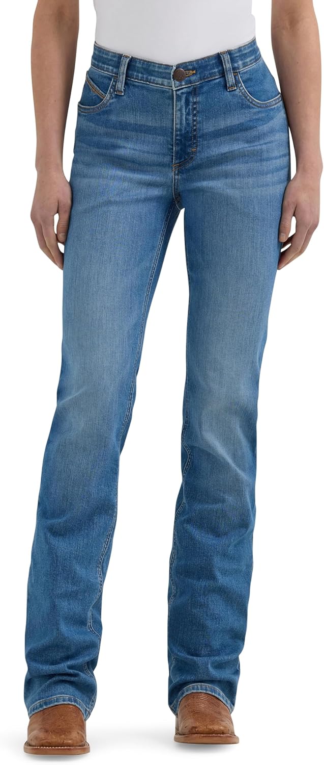 Wrangler dam Jeans Women's Willow Mid Rise Performance Waist Boot Cut Ultimate Riding Jean