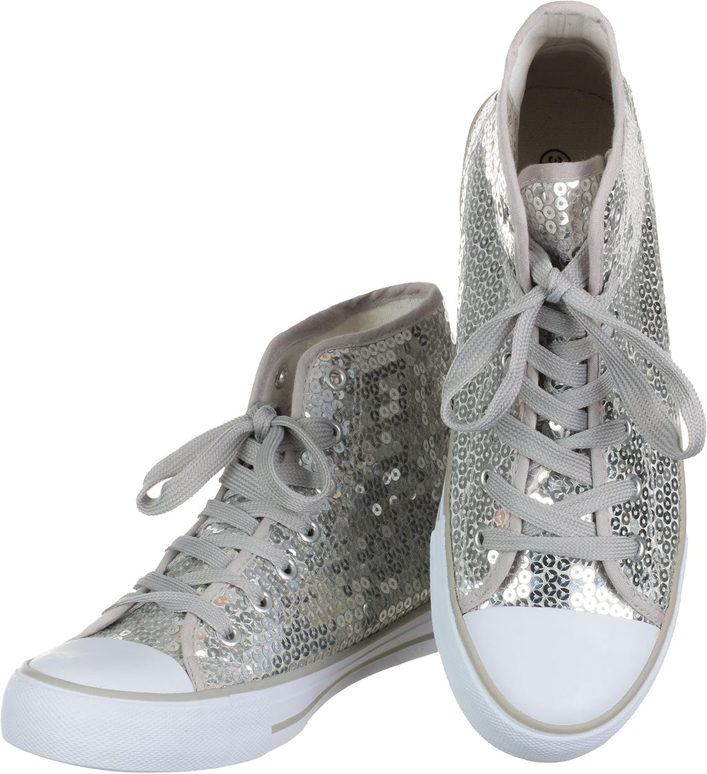 Brandsseller Dam Glitter sneakers paljetter halv höga spets damstövlar.