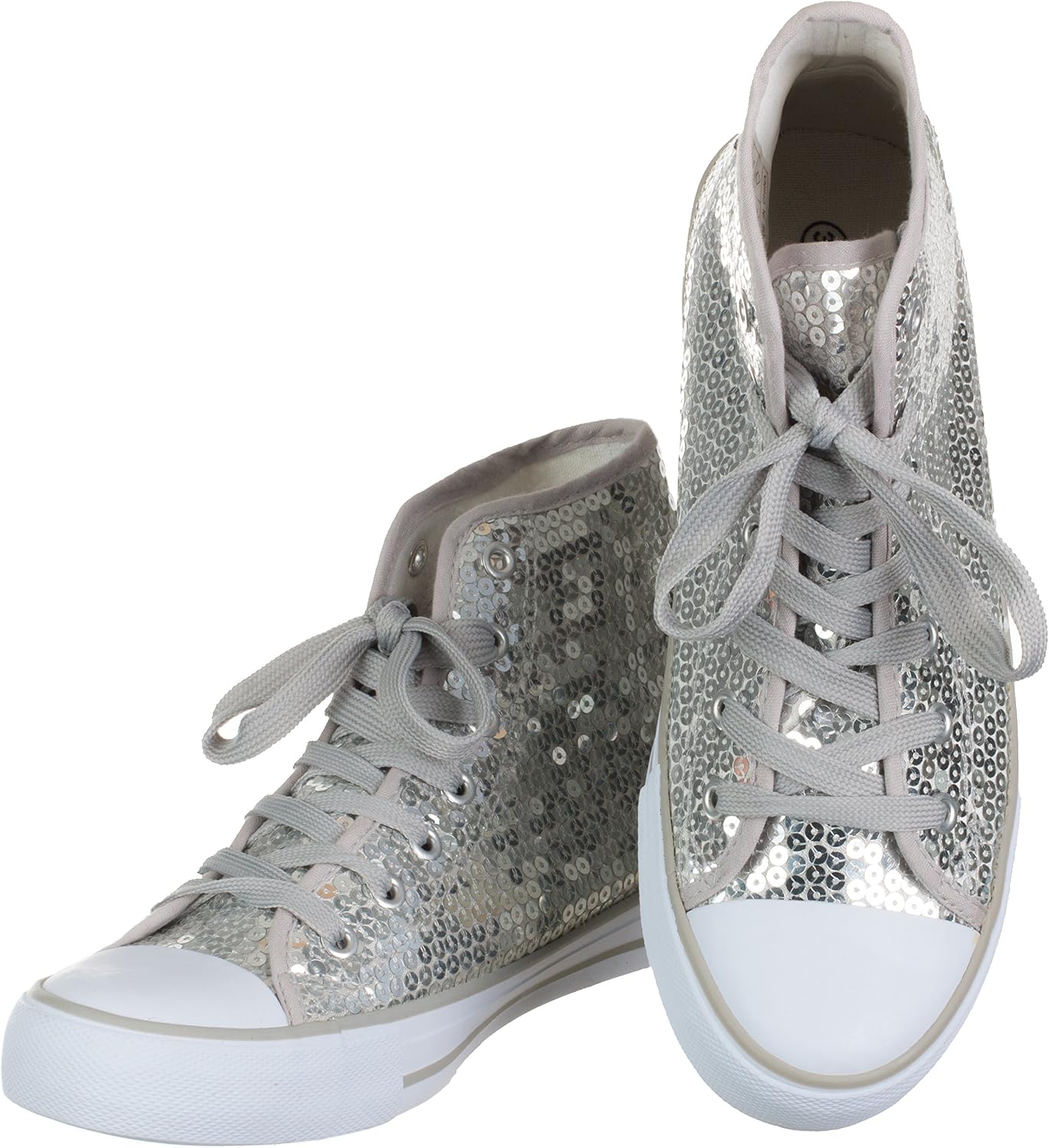 Brandsseller Dam Glitter sneakers paljetter halv höga spets damstövlar.