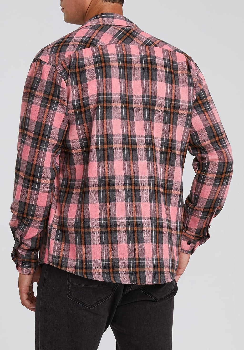 HISDERN Långärmad vardaglig rutig flanellskjorta rutig tartan button-down-skjortor för män S-4XL