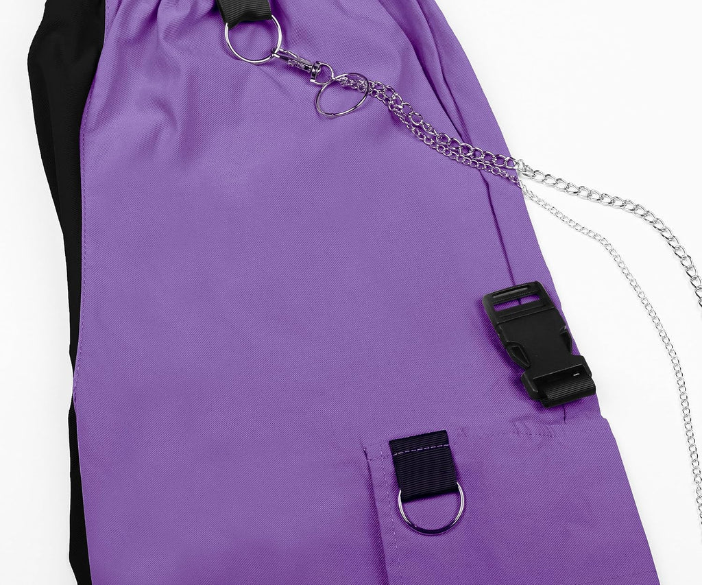 Cargobyxor dam med byxkedja gotiska kläder dam goth punk Y2k techwear byxor