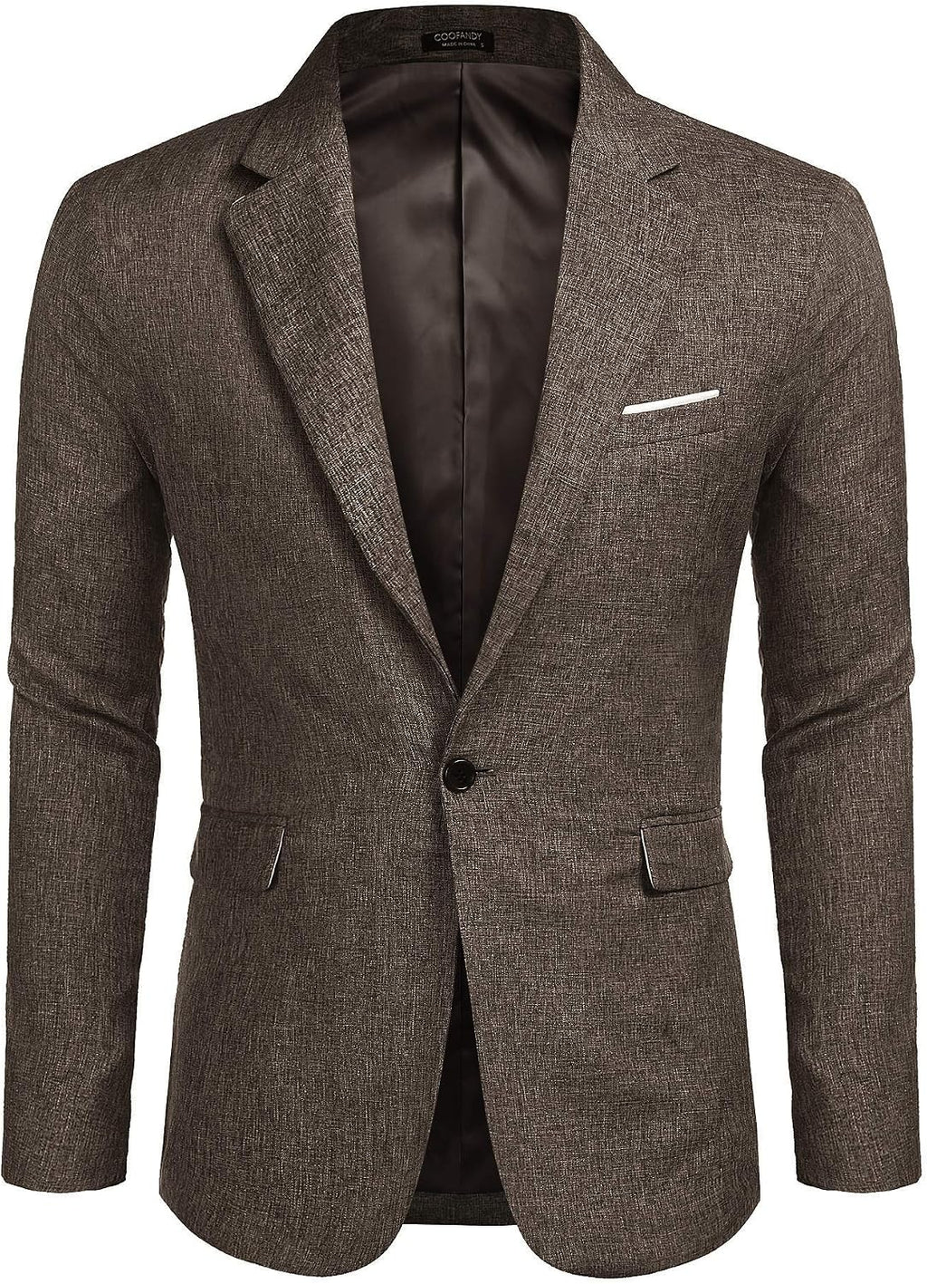 Coofand Vardaglig kostymkavaj för män, blazer, lätt och sportig med en knapp, linnetextur