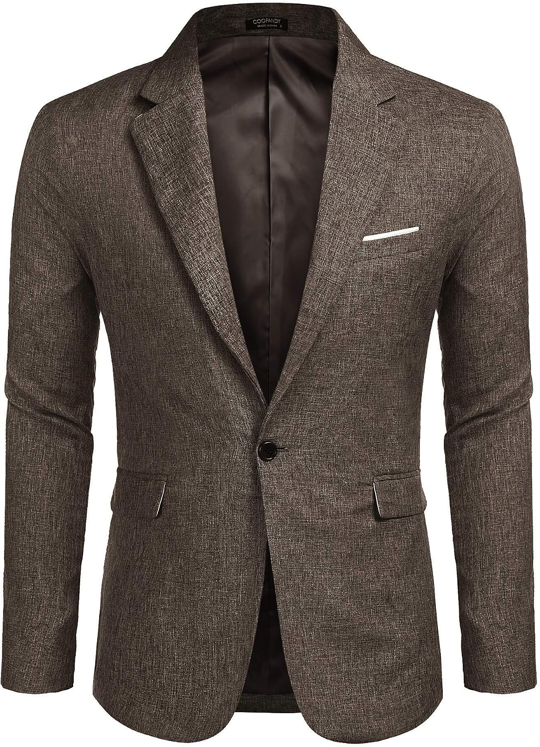 Coofand Vardaglig kostymkavaj för män, blazer, lätt och sportig med en knapp, linnetextur