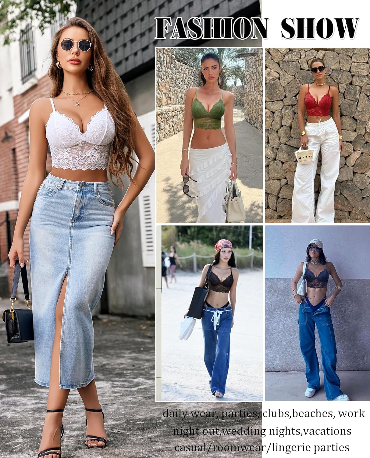 Avidlove dam spets bustier camisole sexig crop top V-ringad bralette undertröja bh spagettiremmar tank basic magfri toppar festival going outfit