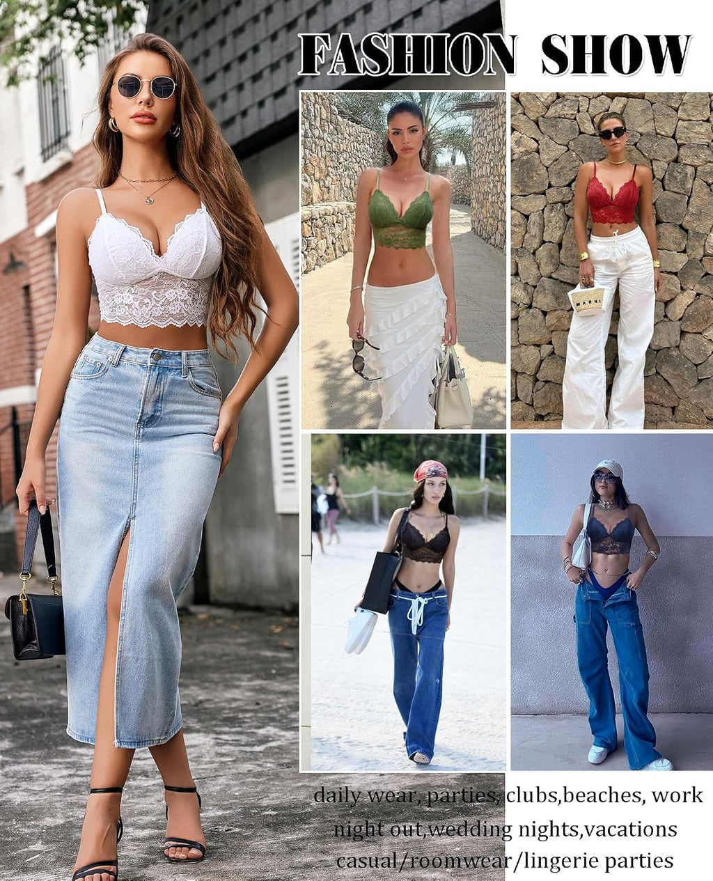 Avidlove dam spets bustier camisole sexig crop top V-ringad bralette undertröja bh spagettiremmar tank basic magfri toppar festival going outfit