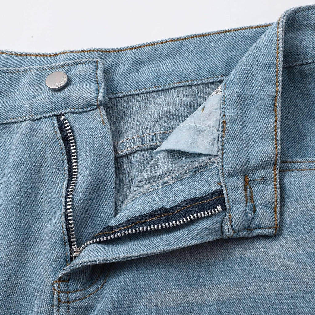 Generiska jeans korta byxor dam slip-jeans dam säckig jeans korta kostymjeans längd 28 tunna kort stretch Y2k lämplig för fritid och hem
