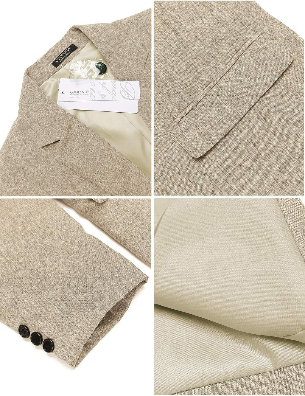 Coofand Vardaglig kostymkavaj för män, blazer, lätt och sportig med en knapp, linnetextur