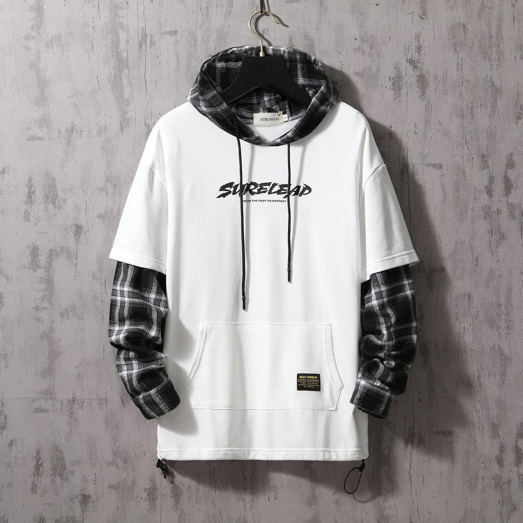 GURUNVANI Lappteknik huvtröjor herr bokstavstryck streetwear huvtröja herr sweatshirt