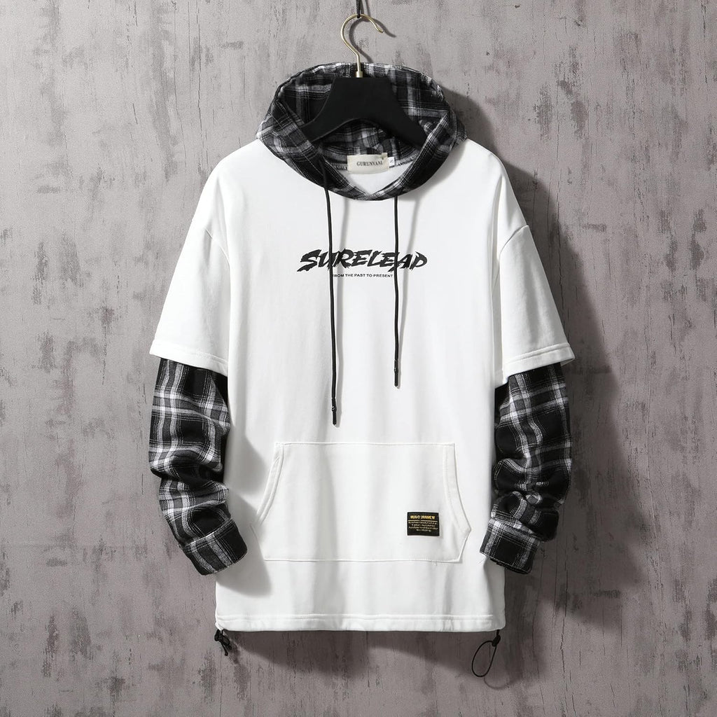 GURUNVANI Lappteknik huvtröjor herr bokstavstryck streetwear huvtröja herr sweatshirt