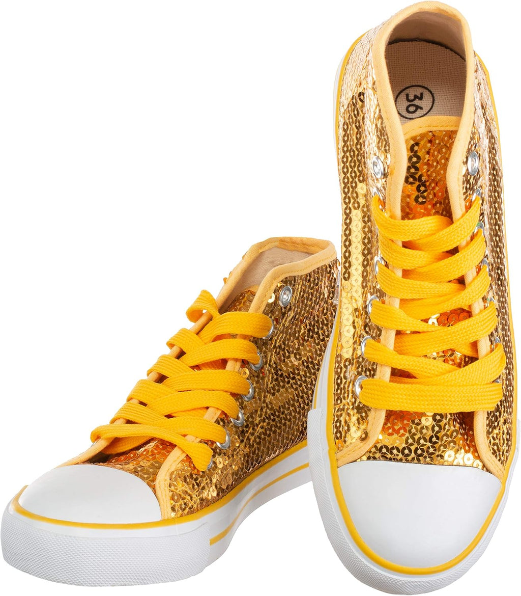 Brandsseller Dam Glitter sneakers paljetter halv höga spets damstövlar.