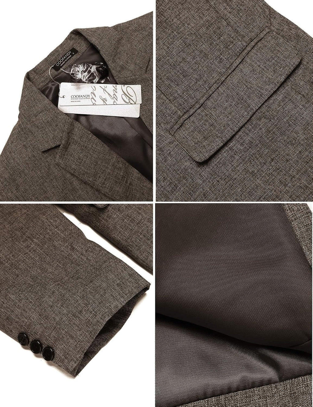 Coofand Vardaglig kostymkavaj för män, blazer, lätt och sportig med en knapp, linnetextur