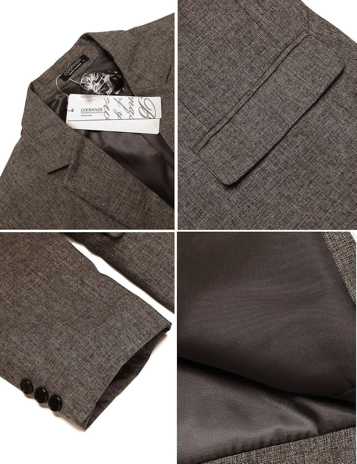Coofand Vardaglig kostymkavaj för män, blazer, lätt och sportig med en knapp, linnetextur