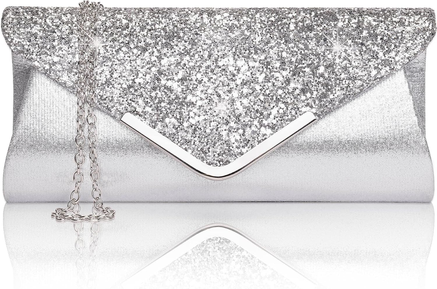 Larcenciel Clutch Damer, Glitter Kuvertväska Aftonväskor med Avtagbar Kedja, Moderiktig Axelväska med Paljetter, Elegant Handväska Kedjeväska, Axelväskor för Bal, Bröllop, Fest
