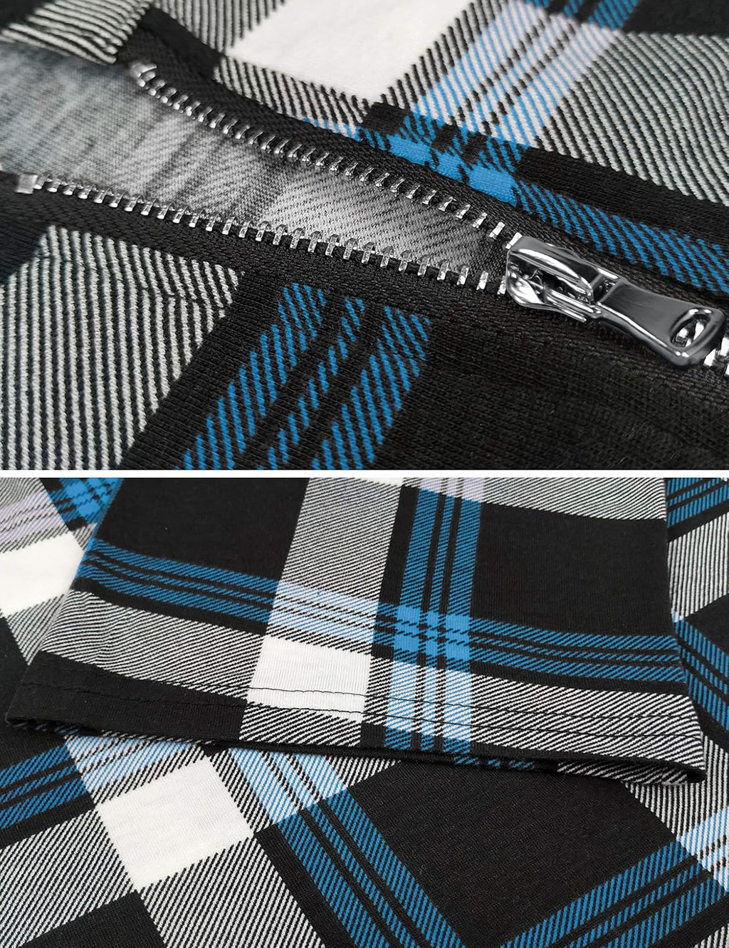 Odosalii skotskrutig tunika blus med dragkedja, kort/långärmad polotopp, blommiga tryckta skjortor