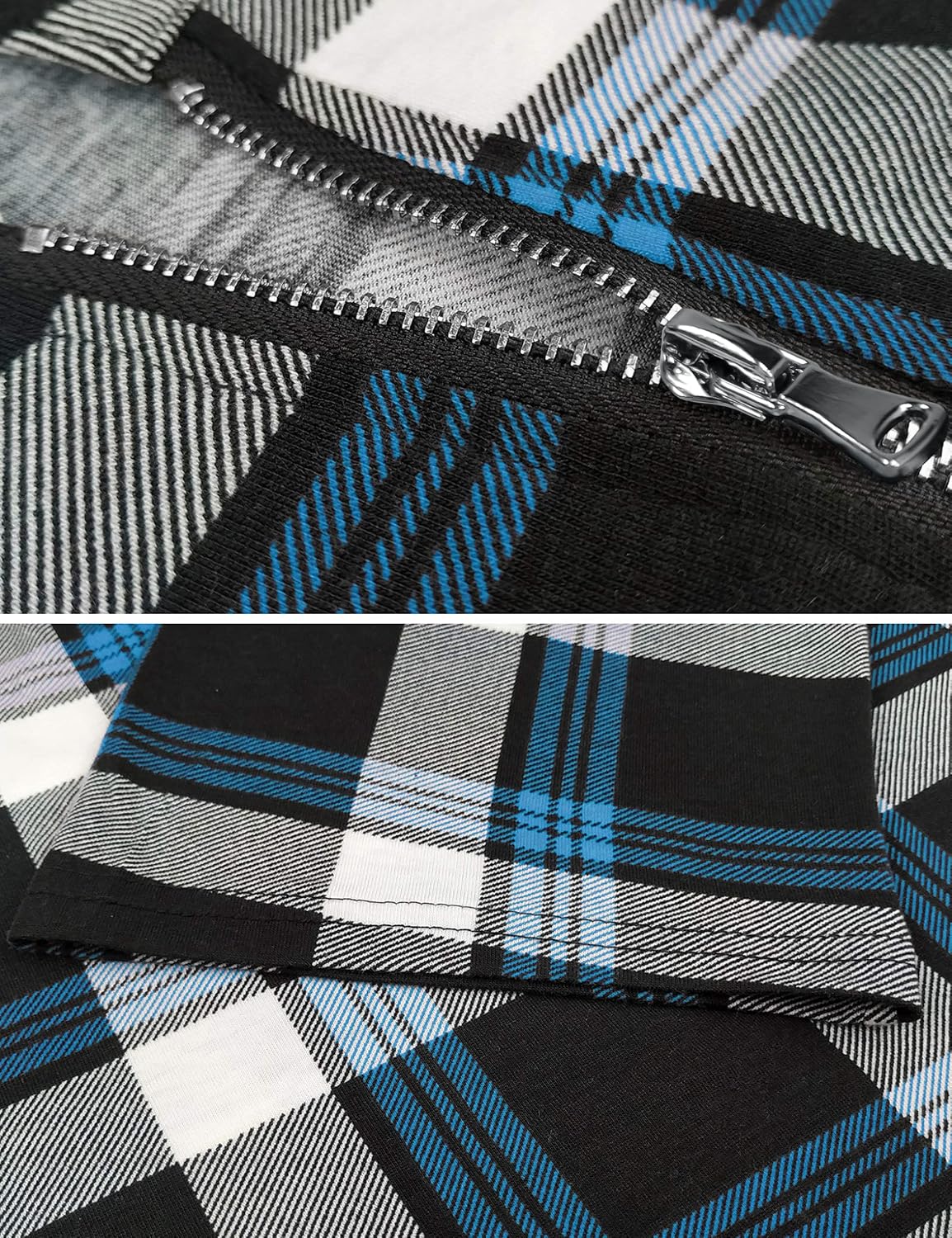 Odosalii skotskrutig tunika blus med dragkedja, kort/långärmad polotopp, blommiga tryckta skjortor
